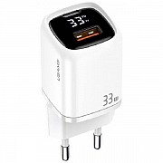 Мережевий зарядний пристрій Usams T46 Digital Display USB-A/USB-C PD&QC3.0 33W 3A White (US-CC152) ( Харьков
