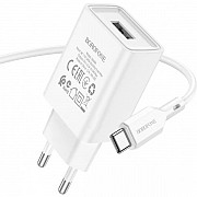 Мережевий зарядний пристрій Borofone BA68A Glacier Single port + cable Type-C White (Код товару:2903 Харьков