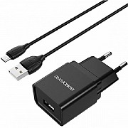 Мережевий зарядний пристрій Borofone BA19A Nimble Single port + cable Micro Black (Код товару:29034) Харьков
