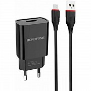 Мережевий зарядний пристрій Borofone BA20A Sharp Single port + cable Micro Black Харьков