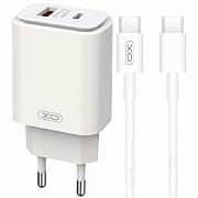 Мережевий зарядний пристрій XO L90A USB-A/USB-C PD&QC3.0 20W 3A + cable Type-C to Type-C White (Код  Харьков