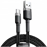 Кабель Baseus Cafule USB to Type-C 3A 1m Gray/Black (CATKLF-BG1) (Код товару:28445) Харьков