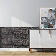 Самоклеюча 3D панель камінь чорний 1115х300х11мм (197) SW-00001374 Киев