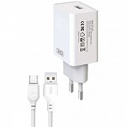 Мережевий зарядний пристрі XO L93 Single USB 12W 2.4A + cable Micro White (Код товару:29604) Харьков