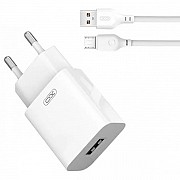 Мережевий зарядний пристрій XO L99 Single USB 2.4A + cable Micro White (Код товару:29607) Харьков