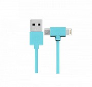 Кабель Combo 2-in-1 Axe Lightning/microUSB 1м blue WK 304703 Киев