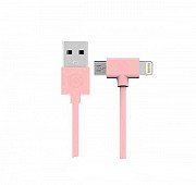 Кабель Combo 2-in-1 Axe Lightning/microUSB 1м pink WK 304704 Киев