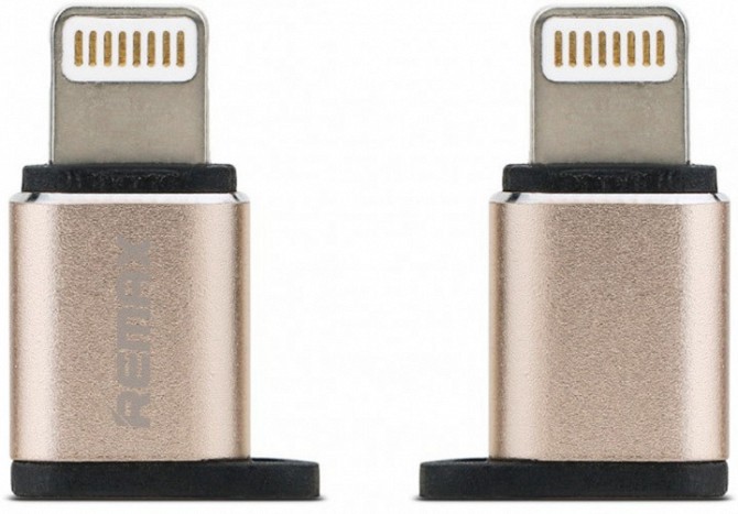 Переходник Visual RA-USB2 microUSB(F) to Lightning(M) Gold Remax 340906 Киев - изображение 1