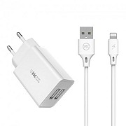 Сетевое зарядное устройство USB WK Lightning WP-U56i-White белое Киев