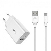 Сетевое зарядное устройство USB WK Micro USB WP-U56m-White белое Киев