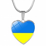 Кулон RESTEQ флаг Украины в сердце 45 см. Подвеска в форме сердца с флагом Украины. Кулон Украина Киев