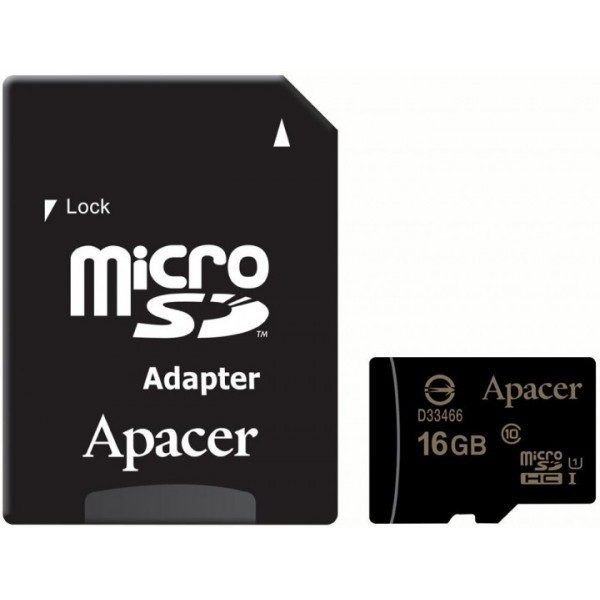 Карта пам'яті Apacer microSDHC 16GB UHS-I Class 10 + SD-адаптер (AP16GMCSH10U1-R) (Код товару:13557) Харьков - изображение 1
