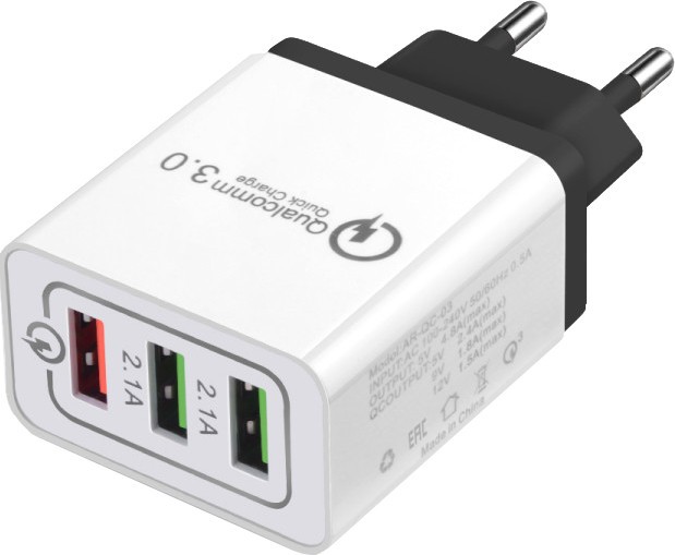 Cетевое зарядное устройство XoKo 3 USB Qualcom 3.0 4.8A QC-300-Black черный Киев - изображение 1