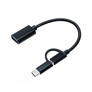 Адаптер 2в1 USB 3.0 — MicroUSB и USB Type-C с кабелем OTG XoKo AC-150-BK черный Киев