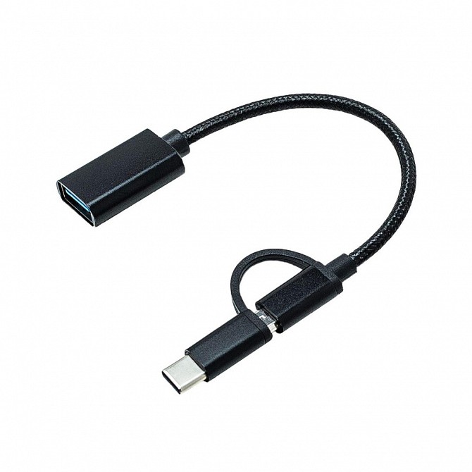 Адаптер 2в1 USB 3.0 — MicroUSB и USB Type-C с кабелем OTG XoKo AC-150-BK черный Киев - изображение 1