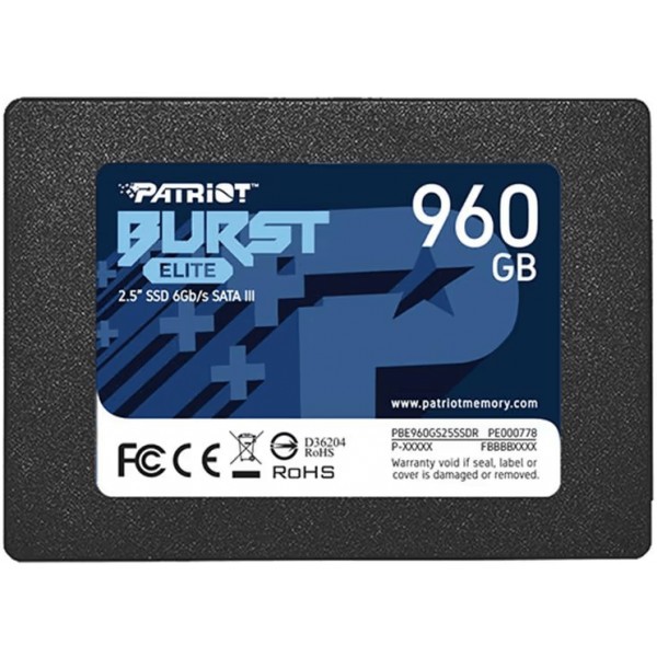 Накопичувач SSD 960GB Patriot Burst Elite 2.5 SATAIII TLC (PBE960GS25SSDR) (Код товару:29952) Харьков - изображение 1