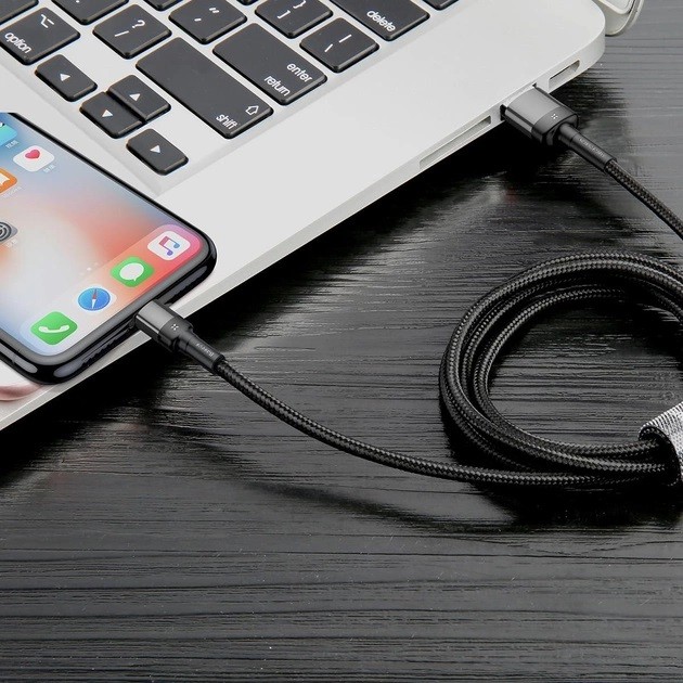 Кабель USB Baseus Lightning CALKLF-G-L-Grey-Black 1 м серый с черным Киев - изображение 1