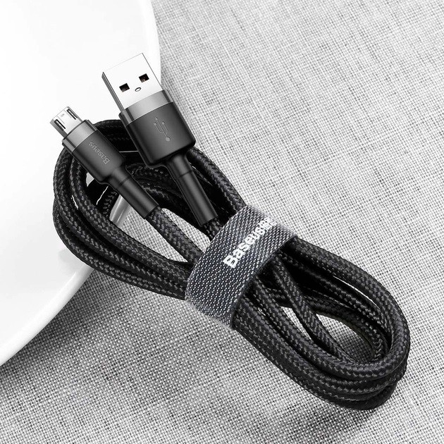 Кабель USB Baseus micro-USB CAMKLF-C-M-Grey-Black 2 м серый с черным Київ - изображение 1