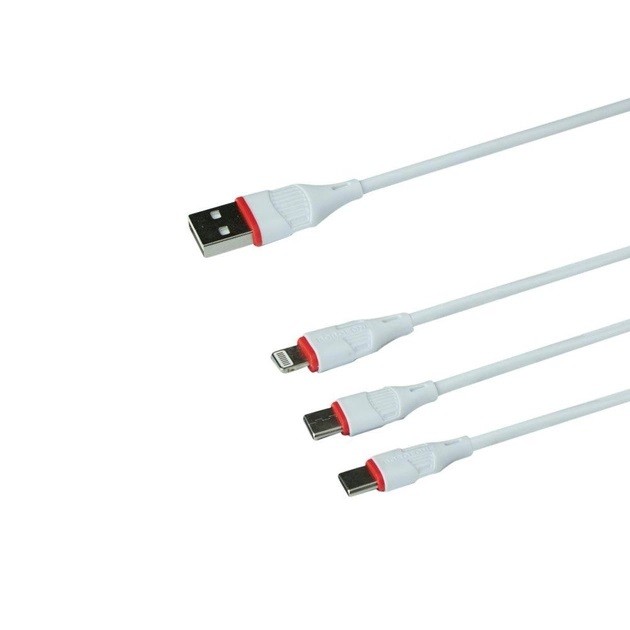 Кабель USB Borofone IP, Micro, Type-C BX17-3-in-1-White 1 м белый Киев - изображение 1