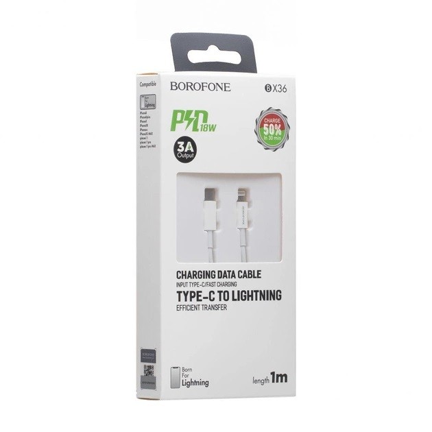Кабель USB Borofone Type-C BX36-PD-T-White 1 м белый Киев - изображение 1