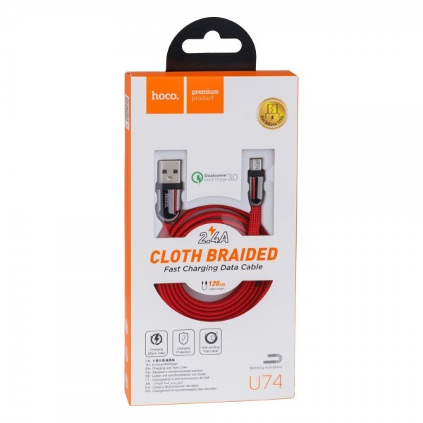 Кабель USB Hoco Micro Grand U74-R 1 м красный Киев - изображение 1