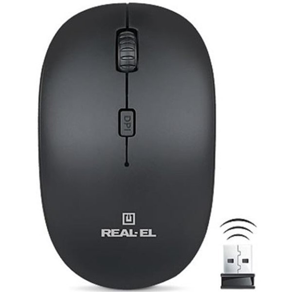 Мишка REAL-EL RM-301 Wireless USB Black (EL123200022) (Код товару:13922) Харьков - изображение 1
