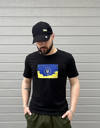 Футболка з прапором UA та EU великий принт Киев - изображение 1