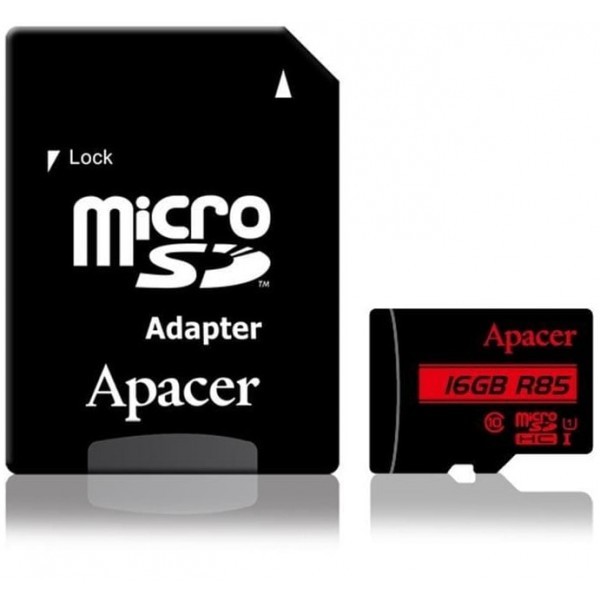 Карта пам'яті Apacer MicroSDHC 16GB UHS-I Class 10 + SD-адаптер (AP16GMCSH10U5-R) (Код товару:30207) Харьков - изображение 1