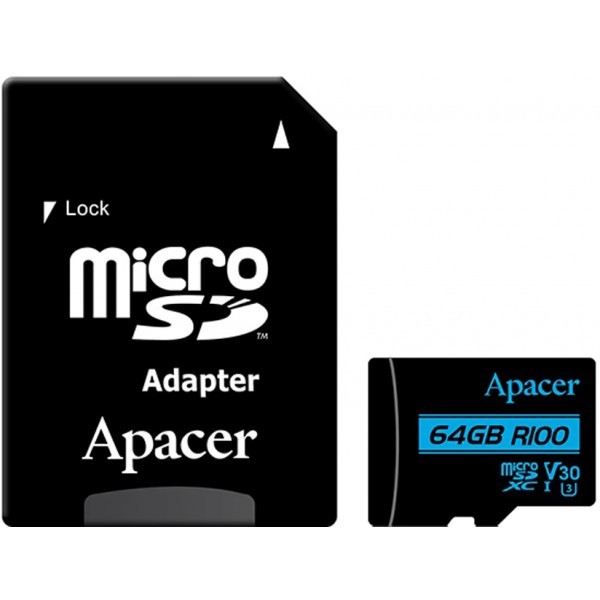Карта пам'яті Apacer microSDXC 64GB UHS-I/U3 Class 10 + SD-adapter (AP64GMCSX10U7-R) Харьков - изображение 1