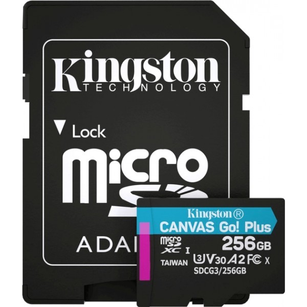 Карта пам'яті Kingston microSDXC 256GB Canvas Go! Plus UHS-I/U3 + SD-адаптер (SDCG3/256GB) (Код това Харьков - изображение 1