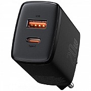 Мережевий зарядний пристрій Baseus Compact Quick Charger 20W QC+PD (Type-C+1USB) Black (CCXJ-B01) (К Харьков
