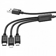 Кабель Hoco X74 3-in-1 USB to Lightning+Micro+Type-C Black (Код товару:30145) Харьков