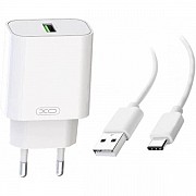 Мережевий зарядний пристрій XO L103 Single USB QC3.0 18W 3A + cable Type-C White (Код товару:30022) Харьков