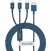 Кабель Baseus Superior Series USB to Lightning+Micro+Type-C 1.5m Blue (CAMLTYS-03) (Код товару:30144 Харьков