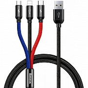 Кабель Baseus Three Primary Colors 3-in-1 USB to Lightning+Micro+Type-C Black (CAMLT-BSY01) (Код тов Харьков
