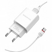 Мережевий зарядний пристрій Borofone BA20A Sharp Single port + cable Type-C White (Код товару:30929) Харьков