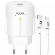 Мережевий зарядний пристрій XO L113 Single USB-C PD&QC3.0 20W 3A + cable Type-C to Type-C White (Код Харьков