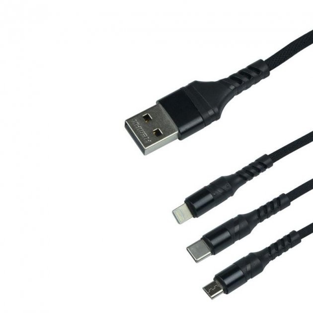 Кабель USB Remax Speed Lightning micro Type-C RC-186th-black 1 м черный Киев - изображение 1