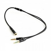 Аудіо-кабель Cablexpert 3.5 mm 4-pin-2x3.5 mm stereo, 0.2 м, Black (CCA-418M) (Код товару:19989) Харьков