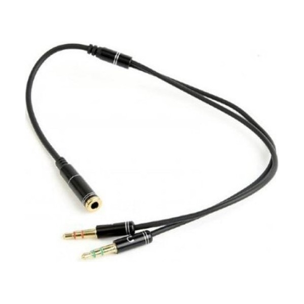 Аудіо-кабель Cablexpert 3.5 mm 4-pin-2x3.5 mm stereo, 0.2 м, Black (CCA-418M) (Код товару:19989) Харьков - изображение 1