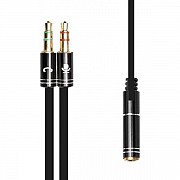 Аудіо-кабель XoKo 3.5 мм - 2х3.5 мм (M/F) 1 м Black (AC-009) (Код товару:19991) Харьков
