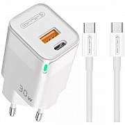 Мережевий зарядний пристрій Jellico C44 1PD+1QC 30W + cable Type-C to Type-C White (Код товару:31190 Харьков