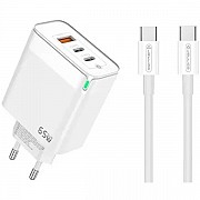 Мережевий зарядний пристрій Jellico C79 USB+2PD 65W + cable Type-C to Type-C White (Код товару:31189 Харьков