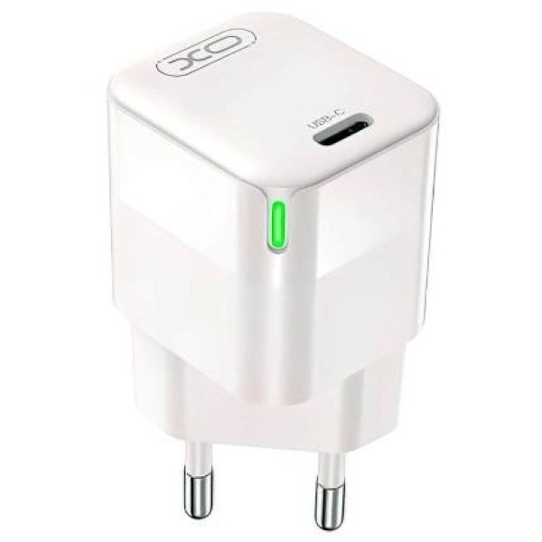 Мережевий зарядний пристрій XO CE06 GaN Lamp Display Single USB-C PD&QC3.0 30W 3A White (Код товару: Харьков - изображение 1