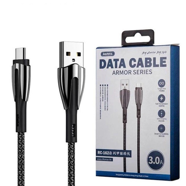Кабель USB Remax Type-C RC-162a-black 1 м черный Київ - изображение 1