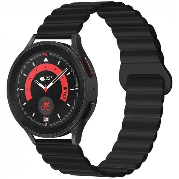 DM Магнітний ремінець Silicone з кільцем для смарт-годинника Samsung/Amazfit/Huawei (20mm) Black (Ко Харьков - изображение 1