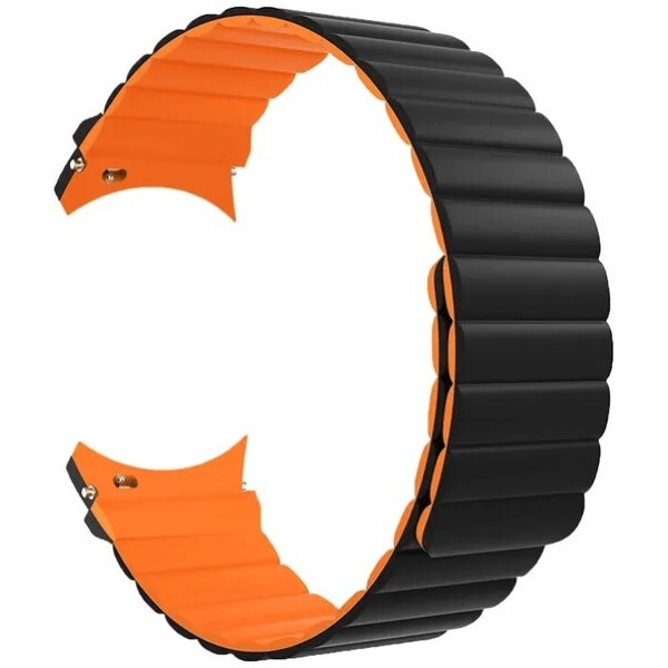 DM Ремінець Silicone Magnet для смарт-годинника Samsung/Amazfit/Huawei (20mm) Black/Orange (Код това Харьков - изображение 1