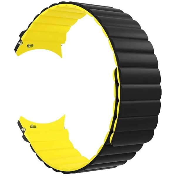 DM Ремінець Silicone Magnet для смарт-годинника Samsung/Amazfit/Huawei (20mm) Black/Yellow (Код това Харьков - изображение 1