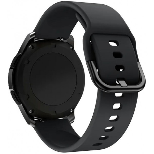 DM Ремінець Silicone з металевим кільцем для смарт-годинника Samsung/Amazfit/Huawei (20mm) Black (Ко Харьков - изображение 1