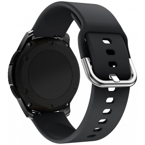 DM Ремінець Silicone з металевим кільцем для смарт-годинника Samsung/Amazfit/Huawei (20mm) Black/Sil Харьков - изображение 1